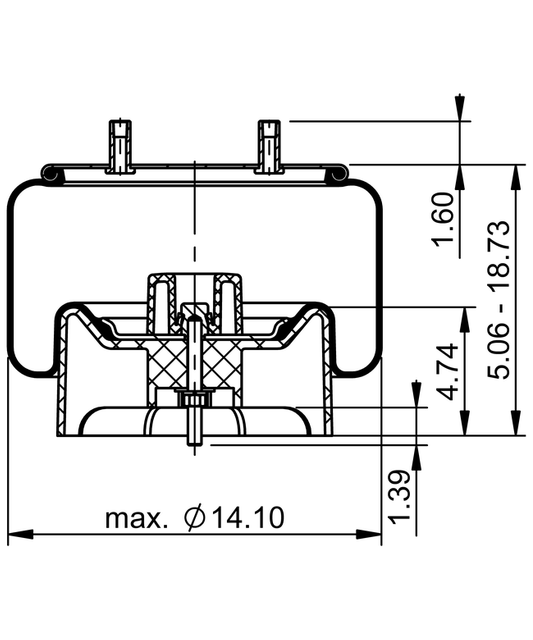 11 10.5A-16 P 523 | Air Spring ContiTech kanggo Hendrickson Axle