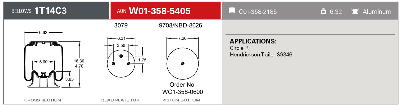 W01-358-5405 | Firestone Airide Luftfj&auml;der f&ouml;r Hendrickson axel