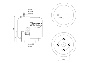 V 1 DK 25-8747 | Vibracoustic Aircruise Luftfjeder til Daimler TAS HT250 Trailer