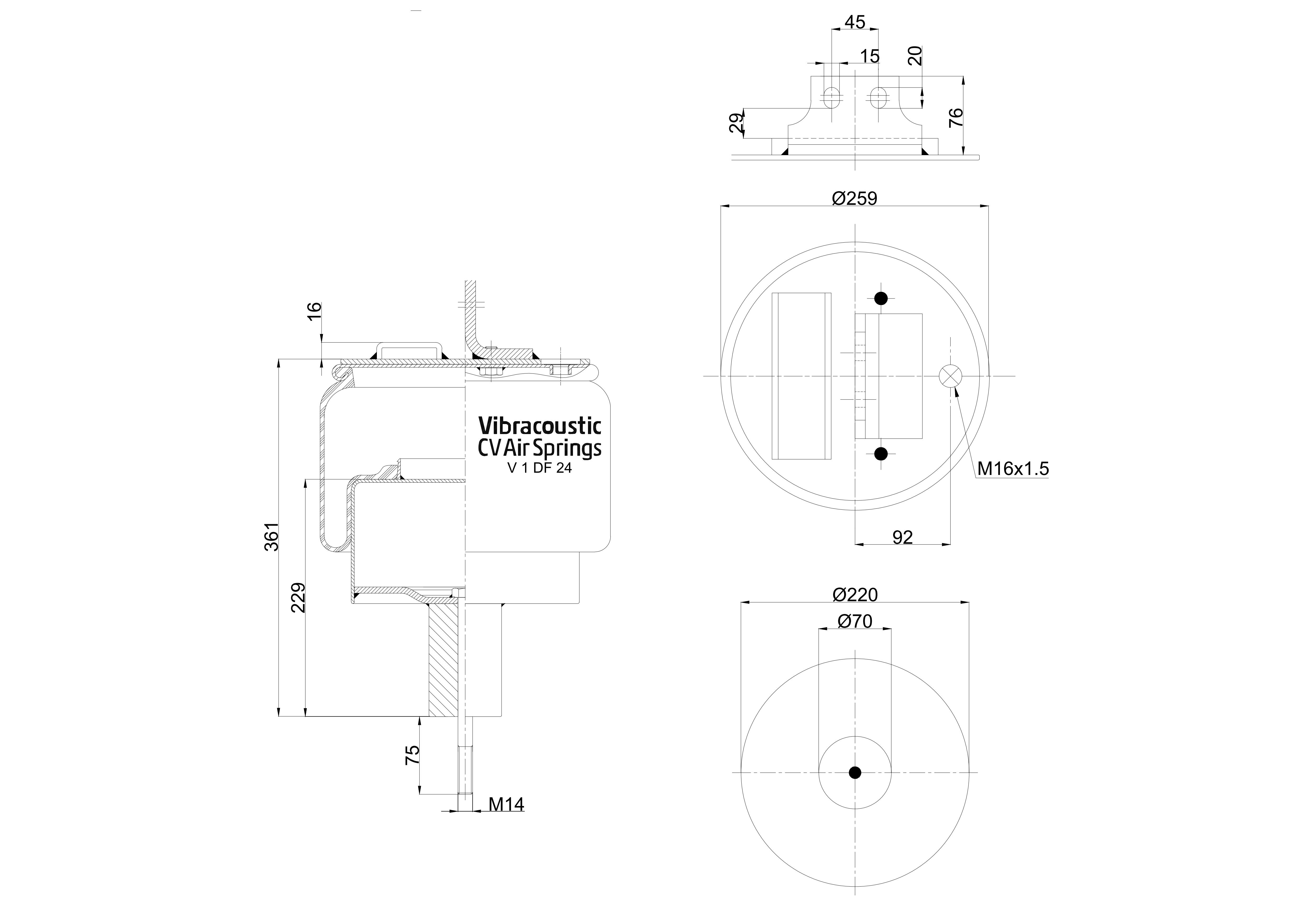 V 1 DF 24 | Vibracoustic Aircruise Air Spring for IVECO Trakker ລົດບັນທຸກ