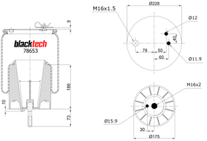 RML 78653 CP | Blacktech ኤር ስፕሪንግ ለ Scania ፒ፣ ጂ፣ አር፣ ቲ ተከታታይ የጭነት መኪና
