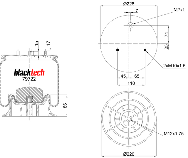 RML 79722 CP2 | Blacktech Air Spring do Scania P, G, R, T Sraith Truck