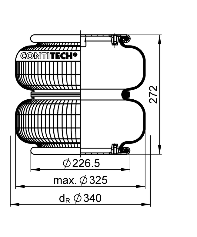FD 330-30 1/4 M8 | Vzduchov&aacute; pružina ContiTech pro n&aacute;pravu Hendrickson