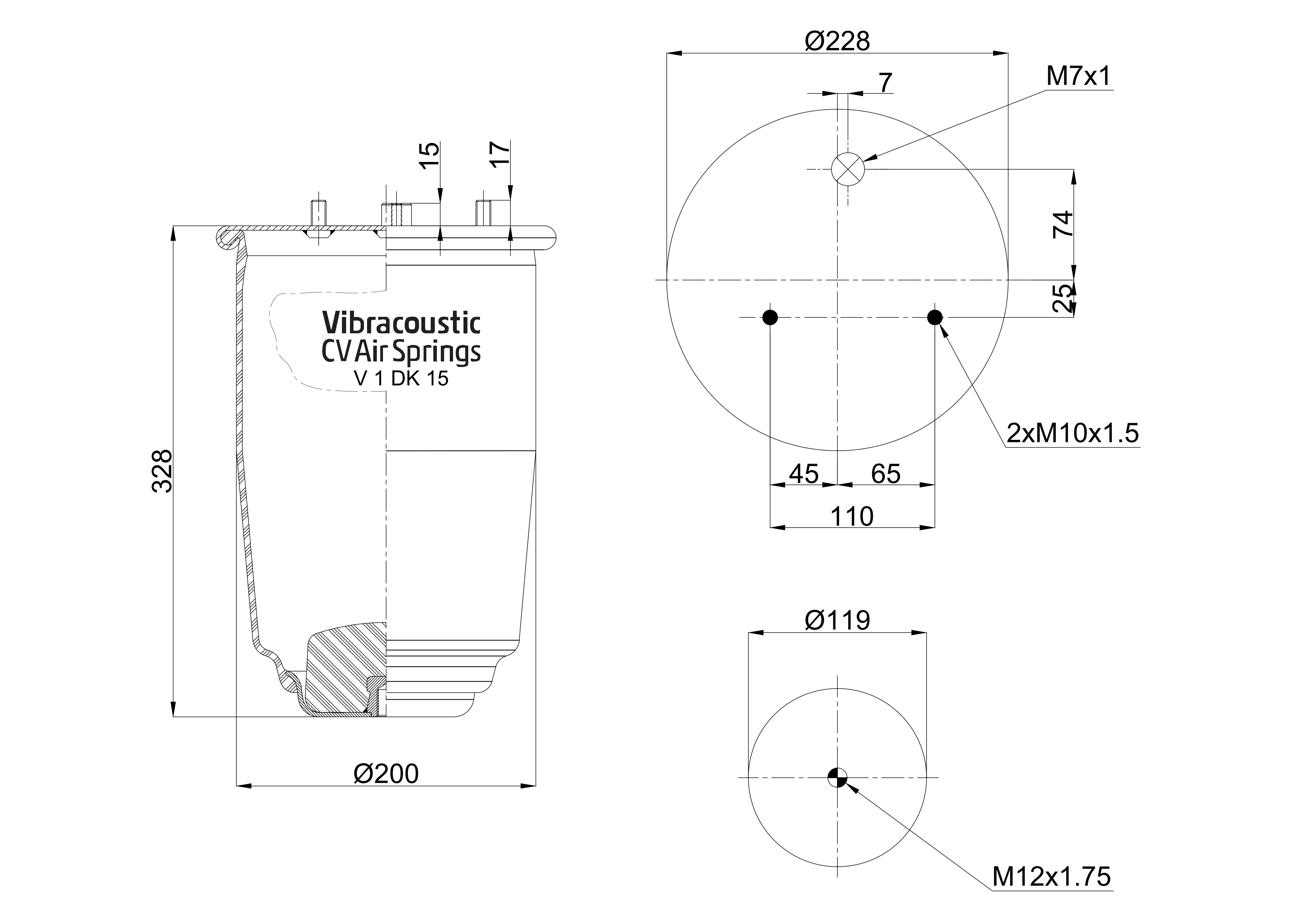 V 1 DK 15-917 NP | Vibracoustic Aircruise Air Spring សម្រាប់ IVECO រថយន្តពាណិជ្ជកម្មពន្លឺប្រចាំថ្ងៃ