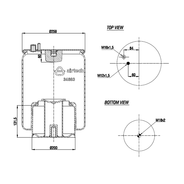 34883 K | Airtech Air Spring עבור משאית TGA MAN